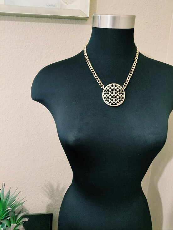 Coach Jewelry - Coach Gold Round Logo Necklace